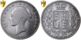 Great Britain, Victoria, 1/2 Crown, 1842, London, Silver, PCGS, VG08, KM:740