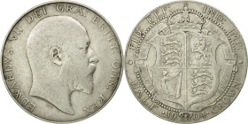 Great Britain, Edward VII, 1/2 Crown, 1904, London, Silver, VF(20-25), KM:802