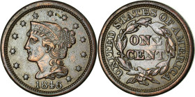 United States, 1 Cent, Braided Hair, 1846, Philadelphia, Copper, EF(40-45)