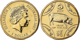 Australia, Elizabeth II, Dollar, 2007, Canberra, Aluminum-Bronze, MS(65-70)