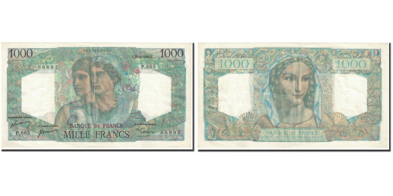 France, 1000 Francs, 1950, 1950-06-29, AU(55-58), Fayette:41.33, KM:130c
Signat...