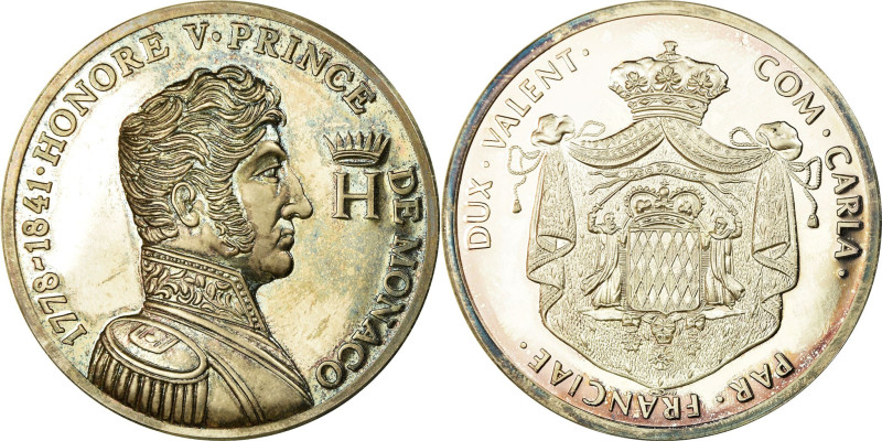 Monaco, Medal, Honore V, Silver, Proof, MS(63)
Dressed bust of Honore V on the ...