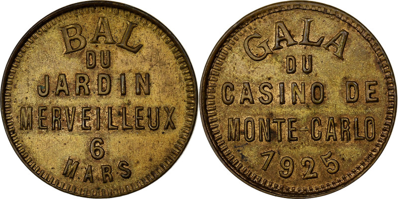 Monaco, Token, Gala du Casino Monte Carlo, bal, 1925, Brass, AU(50-53)
Caption ...