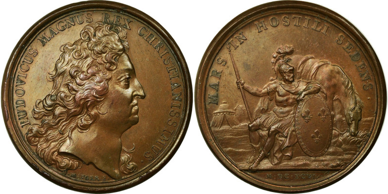 France, Medal, Louis XIV, Campagne de 1696, 1696, Copper, Mauger, MS(60-62)
Bar...