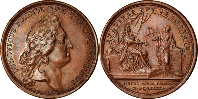 France, Medal, Louis XIV, Le Roi se Condamnant lui-même, 1682, Bronze, Mauger
B...