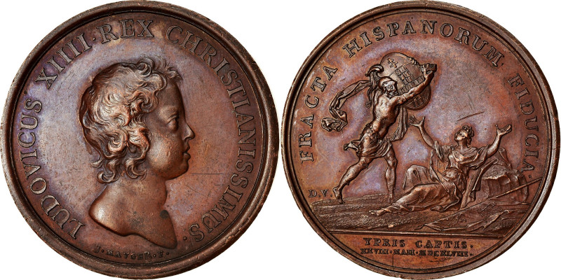 France, Medal, Louis XIV, Condé takes Ypres, 1648, Copper, Mauger
Tête nue du j...