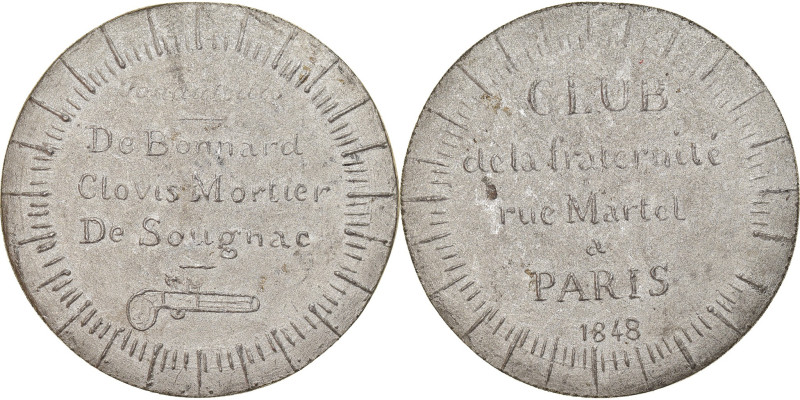 France, Medal, IIe République, Paris, Club de la Fraternité, 1848, Tin
Caption ...