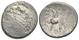 CENTRAL EUROPE. Noricum (East). Circa 2nd-1st centuries BC. Tetradrachm (Silver, 24.65 mm, 9.70 g). 'Samobor A' type. Celticized head of Apollo to lef...