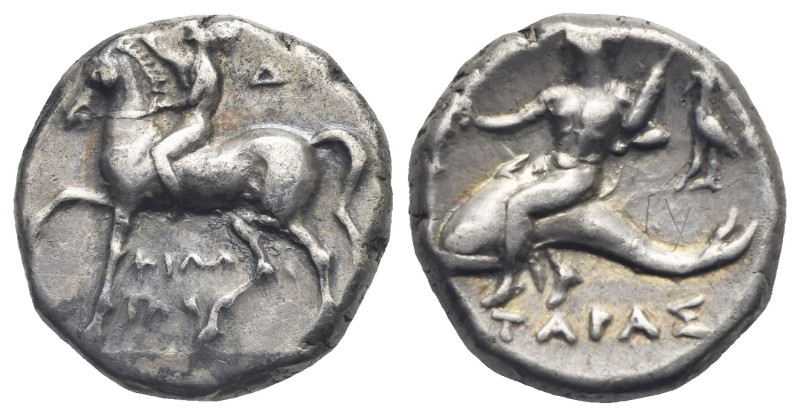 CALABRIA. Tarentum. Circa 272-240 BC. Didrachm or Nomos (Silver, 18.35 mm, 6.39 ...