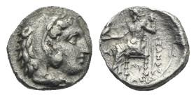 KINGS OF MACEDON. Alexander III 'the Great', 336-323 BC. Obol (Silver, 9.69 mm, 0.60 g). Babylon, circa 324-323. Head of Herakles to right, wearing li...