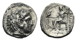 KINGS OF MACEDON. Philip III Arrhidaeus, 323-317 BC. Obol (Silver, 9.57 mm, 0.65 g). Babylon, circa 323-317. Head of Herakles to right, wearing lion s...