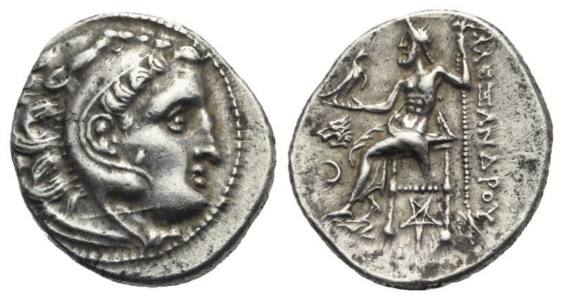 KINGS OF MACEDON. Alexander III the Great, 336-323 BC. Drachm (Silver, 17.48 mm,...