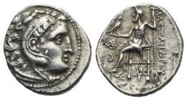 KINGS OF MACEDON. Alexander III the Great, 336-323 BC. Drachm (Silver, 17.48 mm, 4.18 g) struck under Lysimachos, Kolophon, circa 301/0-297 BC. Head o...