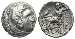 KINGS OF MACEDON. Alexander III the Great, 336-323 BC. Drachm (Silver, 16.83 mm, 4.28 g) Lampsakos, early posthumous issue, circa 323-317 BC. Head of ...