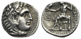 KINGS OF MACEDON. Demetrios I Poliorketes. 306-283 BC. Drachm (Silver, 25.87 mm, 4.24 g). Posthumous issue in the name and types of Alexander III. Mil...