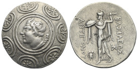 KINGS OF MACEDON. Antigonos II Gonatas, 277/6-239 BC. Tetradrachm (Silver, 32.1 mm, 16.81 g). Pella, circa 252/1-246. Horned head of Pan to left, wear...