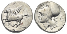 AKARNANIA. Anaktorion. Circa 320-280 BC. Stater (Silver, 21.61 mm, 8.46 g). Pegasos flying to left; below, monogram AN. Rev. Head of Athena to left, w...