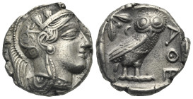 ATTICA. Athens. Circa 454-404 BC. Tetradrachm (Silver, 38.72 mm, 17.10 g). Head of Athena right wearing crested Attic helmet decorated with palmette, ...