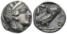 ATTICA. Athens. Circa 454-404 BC. Tetradrachm (Silver, 35.56 mm, 17.09 g). Head of Athena right wearing crested Attic helmet decorated with palmette, ...