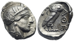 ATTICA. Athens. Circa 454-404 BC. Tetradrachm (Silver, 22.70 mm, 17.07 g). Head of Athena right, wearing crested Attic helmet decorated with palmette ...