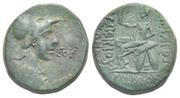 PONTUS. Amisos. Pseudo-autonomous Issue. C. Papirius Carbo, procurator, 62-59 BC. Tetrachalkon (Bronze, 21.11 mm, 8.13 g). [AMI]-ΣOY Helmeted bust of ...