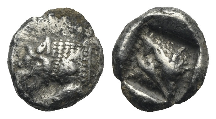 CARIA. Uncertain mint, Mylasa (?). Circa 520-490 BC. Obol (Silver, 13.23 mm, 0.9...