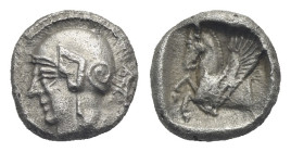 CILICIA. Kelenderis. Circa 410-375 BC. Obol (Silver. 8.29 mm, 0.92g). Head of Athena to left, wearing crested Attic helmet. Rev. Forepart of Pegasos l...