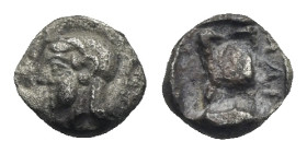 CILICIA. Mallos(?). Circa 5th Century BC. Hemiobol (Silver, 6.24 mm, 0.28 g). Head of Artemis to left. Rev. MAP Astragalos; all within incuse square. ...