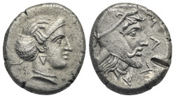 CILICIA. Mallos. Tiribazos, as Satrap, circa 390-386 BC. Stater (Silver, 20.87 mm, 9.75 g). Head of Aphrodite right wearing earring and necklace, hair...