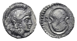 CILICIA. Tarsos. Balakros, satrap of Cilicia, 333-323 BC. Obol (Silver, 9.97 mm, 0.71 g). Head of Athena to right, wearing crested Attic helmet. Rev. ...