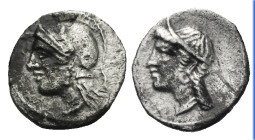CILICIA. Uncertain mint. Circa 4th century BC. Obol (Silver, 10.87 mm, 0.65 g). Head of Athena left, wearing long crested helmet, earring and necklace...
