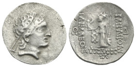 KINGS OF CAPPADOCIA. Ariarathes V Eusebes Philopator, 163-130 BC. Drachm (Silver, 20.84 mm, 3.72 g). Contemporary 'barbaric' imitation, uncertain mint...