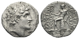 SELEUKID KINGS. Alexander I Balas, 152-145 BC. Drachm (Silver, 19.30 mm, 3.93 g). Antioch on the Orontes. Diademed head to right. Rev. [B]AΣIΛEΩ[Σ] / ...
