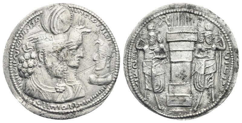 SASANIAN KINGS. Varhran II, 276-293. Drachm (Silver, 28.24 mm, 4.24 g). Mint A, ...