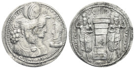SASANIAN KINGS. Varhran II, 276-293. Drachm (Silver, 28.24 mm, 4.24 g). Mint A, 'Ctesiphon'. Jugate busts of Varhran II wearing winged crown with kory...