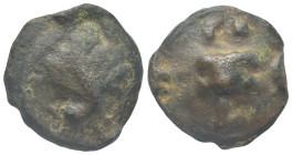 APULIA. Luceria. Anonymous Cast Biunx, circa 217-212 BC. (Bronze, 25.53 mm, 19.39 g). Scallop shell. Rev. Astragalos; above •• (mark of value); below ...