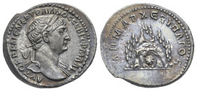 CAPPADOCIA. Caesaraea-Eusebia. Trajan, 98-117. Didrachm (Silver, 24.37 mm, 7.38 g ), 112-114. IMP TRAIANO AVG GER DAC P M TR P COS VI P P Laureate, dr...