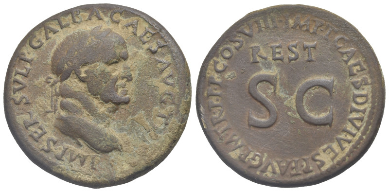 Galba, 68-69. Sestertius (Bronze, 37.48 mm, 24.80 g). Restitution issue struck b...