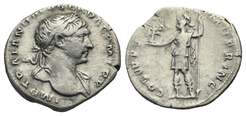 Trajan, 98-117. Denarius (Silver, 20.33 mm, 2.61 g). Rome, circa 107-111. IMP TR...
