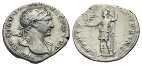 Trajan, 98-117. Denarius (Silver, 20.33 mm, 2.61 g). Rome, circa 107-111. IMP TRAIANO AVG GER DAC P M TR P. Laureate bust right, slight drapery. Rev. ...
