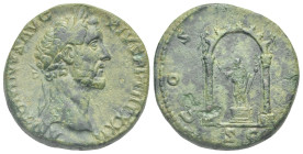 Antoninus Pius, 138-161. Sestertius (Bronze, 30.20 mm, 21.49 g) Rome, 159-159. ANTONINVS AVG PIVS P P TR P XXII Laureate head right. R/ev.COS IIII Mal...