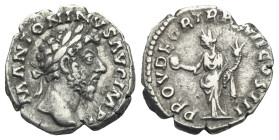 Marcus Aurelius, 161-180. Denarius (Silver, 18.63 mm, 3.08 g). Rome, circa 162-163. M ANTONINVS AVG IMP II Laureate head to right. Rev. PROV DEOR TR P...