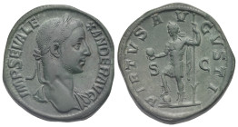 Severus Alexander, 222-235. Sestertius (Bronze, 32.77 mm, 25.69 g). Rome, circa 230. IMP SEV ALE-XANDER AVG Laureate bust right, slight drapery on lef...