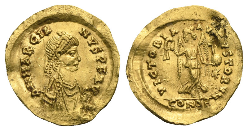 Marcian, 450-457. Tremissis (Gold, 15.68 mm, 1.49 g) Constantinopolis. D N MARCI...