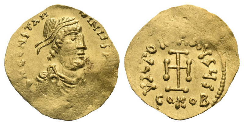Constans II, 641-668. Tremissis (Gold, 18.31 mm, 1.41 g) Constantinopolis. δ Ν C...