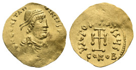 Constans II, 641-668. Tremissis (Gold, 18.31 mm, 1.41 g) Constantinopolis. δ Ν CONSTAN TINЧS P [P A] Diademed bust of Constans right, wearing cuirass ...