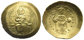 Constantine X Ducas, 1059-1067. Histamenon Nomisma (Gold, 28.18 mm, 4.37 g). Constantinopolis. +IҺS IXS RЄX RЄςNANTIҺm Christ, nimbate, seated facing ...