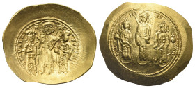 Romanus IV Diogenes, with Eudocia, Michael VII, Constantius, and Andronicus, 1068-1071. Histamenon Nomisma (Gold, 30.66 mm, 4.42 g). Constantinopolis....