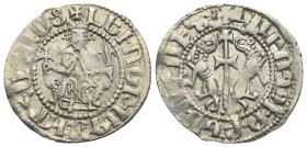 ARMENIA. Cilician Armenia. Royal. Levon I, 1198-1219. Tram (Silver, 22.90 mm, 2.99 g). ✠ 'Levon King of the Armenians' (in Armenian) Levon I seated fa...
