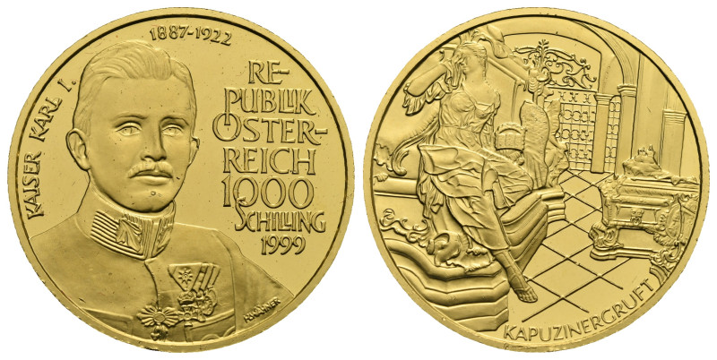 AUSTRIA. 1000 Schilling 1999 PROOF (Gold, 30.00 mm, 16.08 g). Commemorative issu...